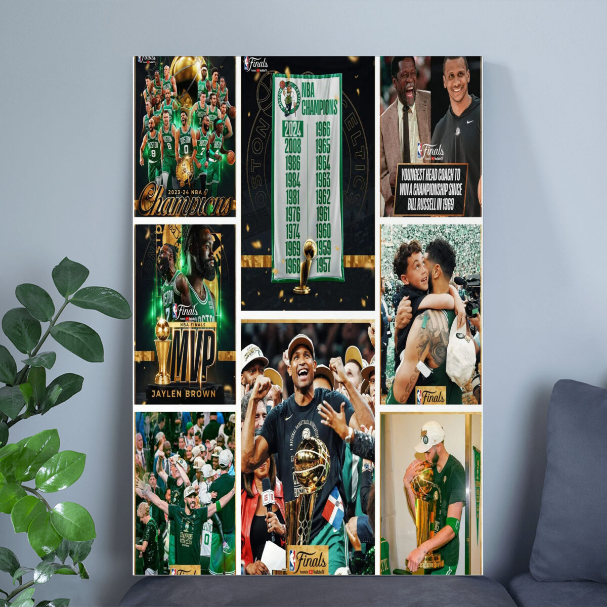 Congratulations To The Boston Celtics For Being Back To Back Nba Finals Championship 2024 Once Again Since 1957 Poster, Canvas