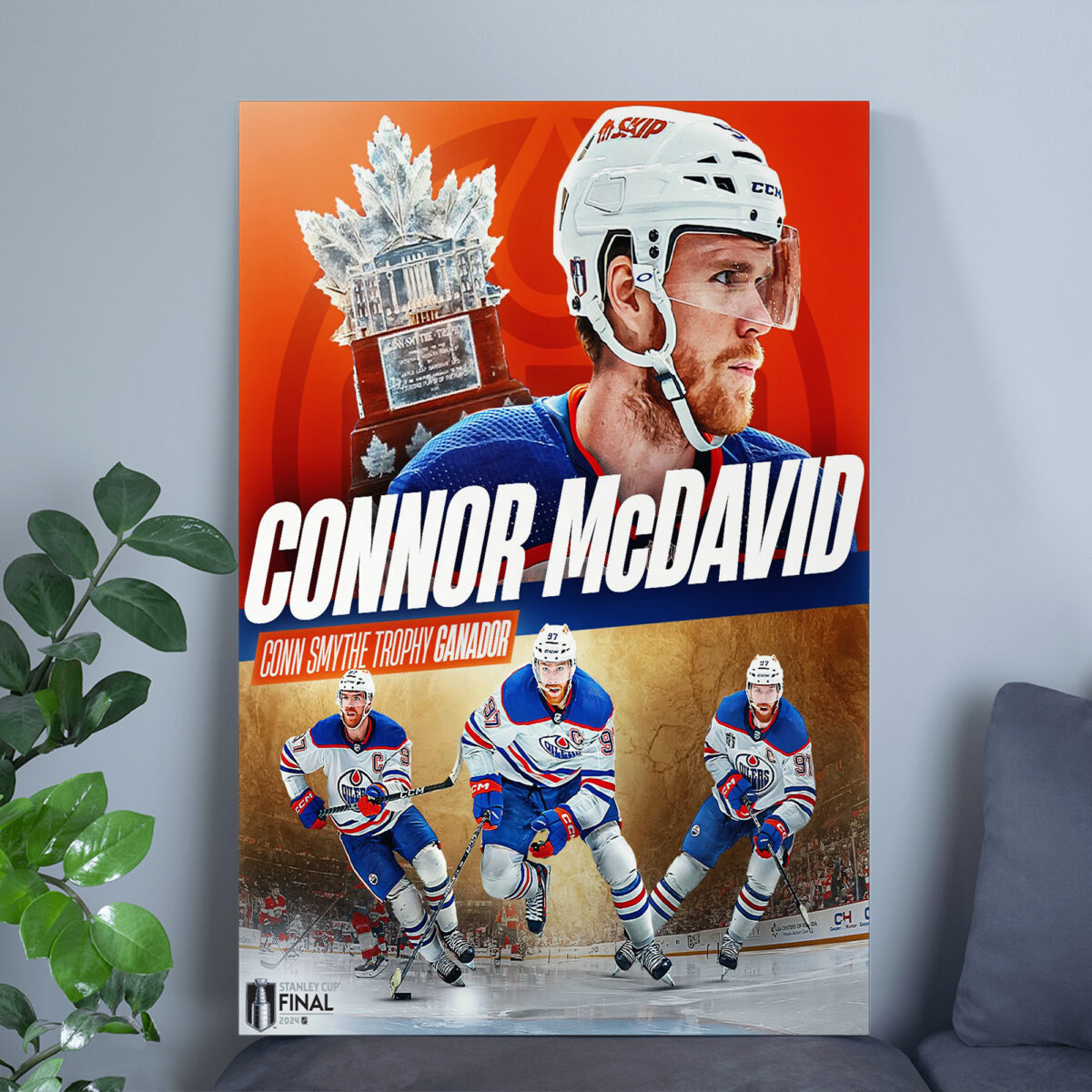 Connor McDavid Wins Conn Smythe Trophy Poster | 2024 Stanley Cup MVP Canvas