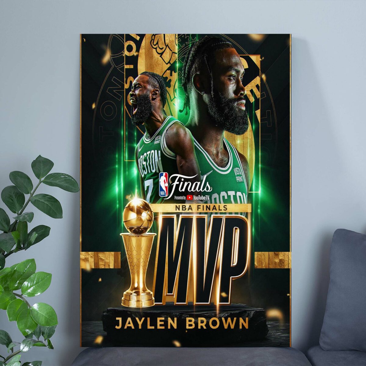 Boston Celtics Star Jaylen Brown Poster - 2024 NBA Champion & Finals MVP Canvas