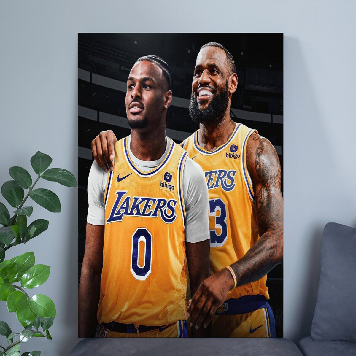 Historic NBA Poster: LeBron and Bronny James as First Father-Son Duo Canvas