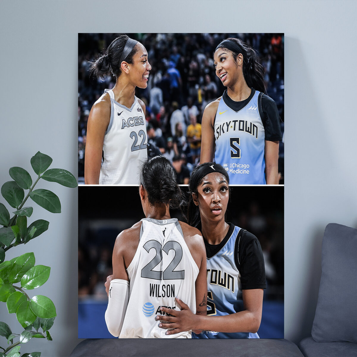 The Rookie & The Vet: Angel Reese & A’ja Wilson Poster | Celebrate Basketball’s Dynamic Duo Canvas