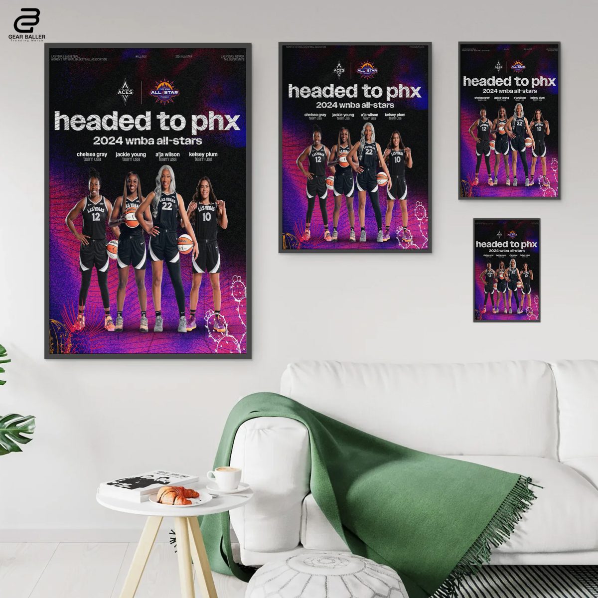 2024 WNBA All-Stars Poster | A'ja Wilson, Kelsey Plum, Jackie Young, Chelsea Gray Canvas