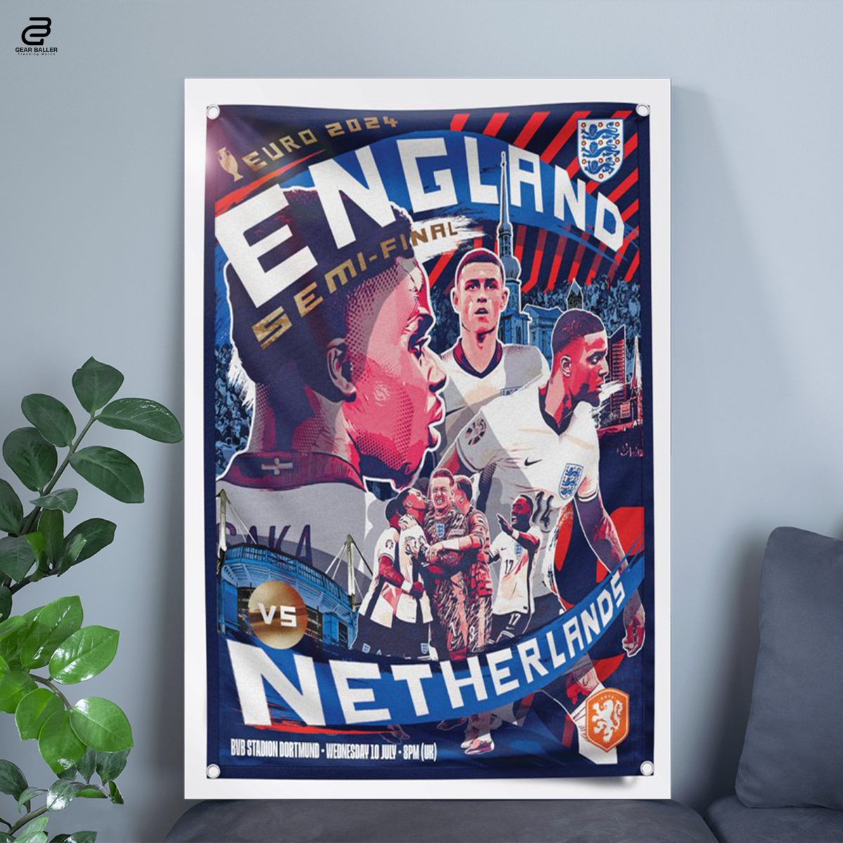 Exclusive England vs Netherlands Euro 2024 Semi-Final Poster Canvas