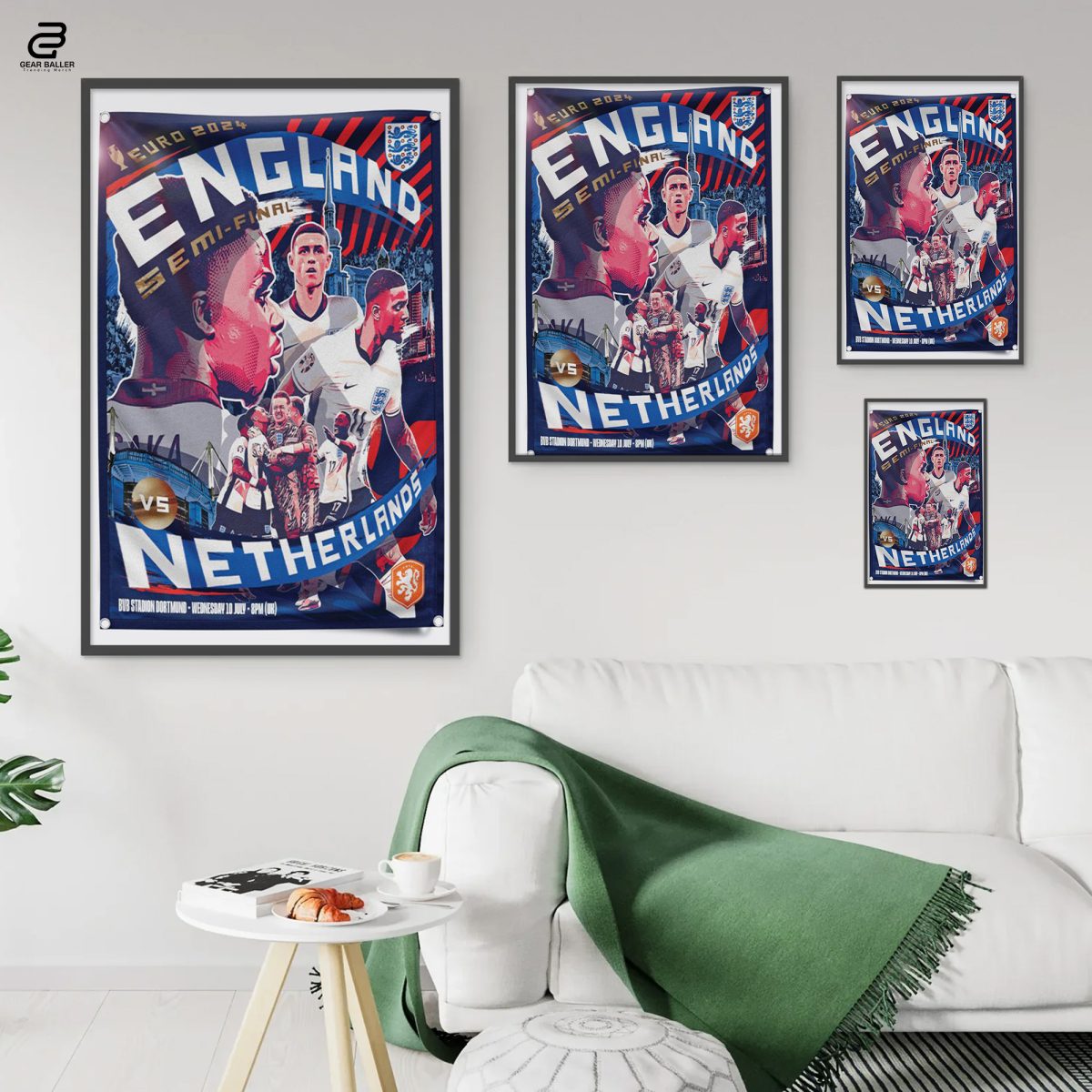 Exclusive England vs Netherlands Euro 2024 Semi-Final Poster Canvas