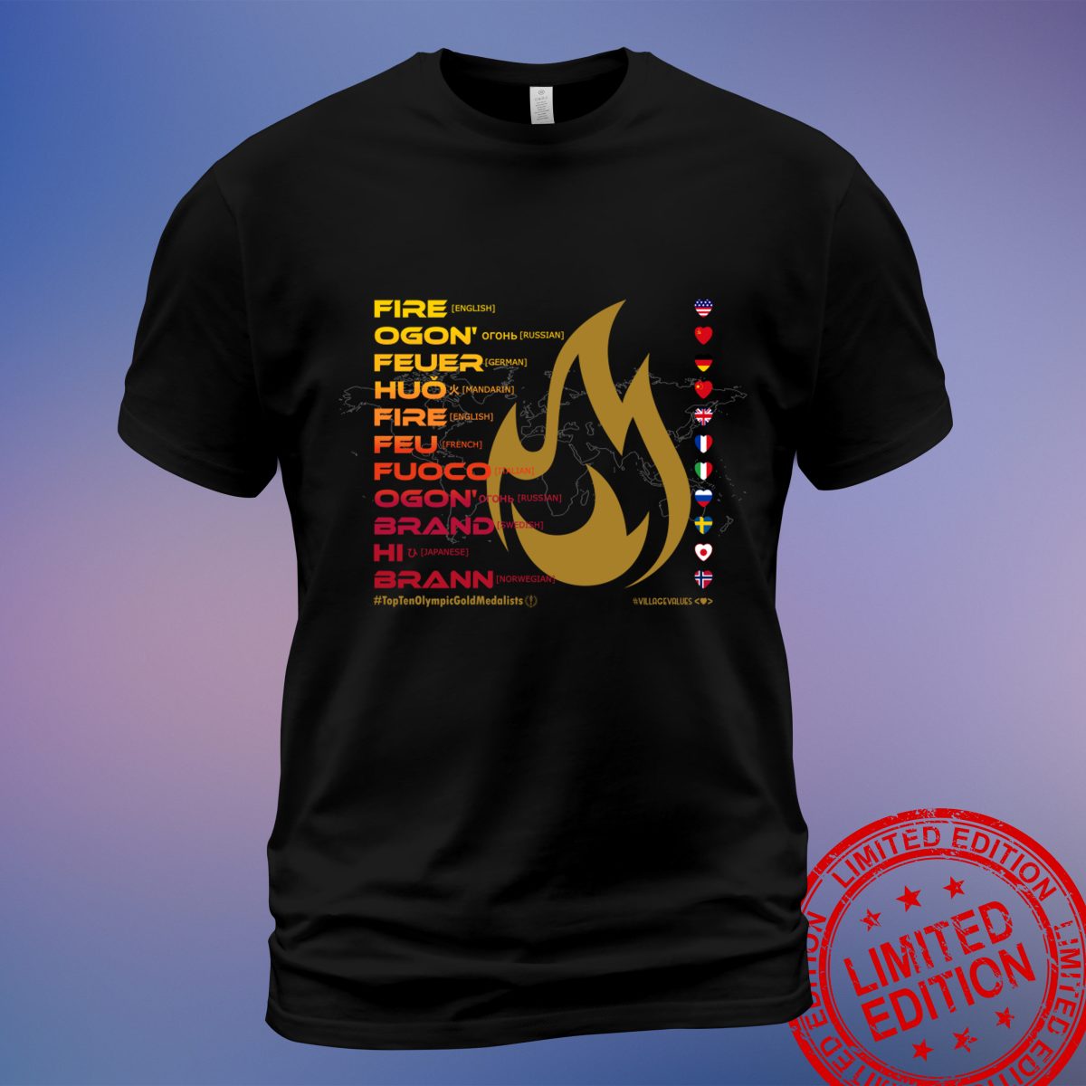 FIRE Say Qué T-Shirt – Top Ten Olympic Gold Medalists Sunset Graphic for Fans of Winning Moments - Sweatshirt, Hoodie