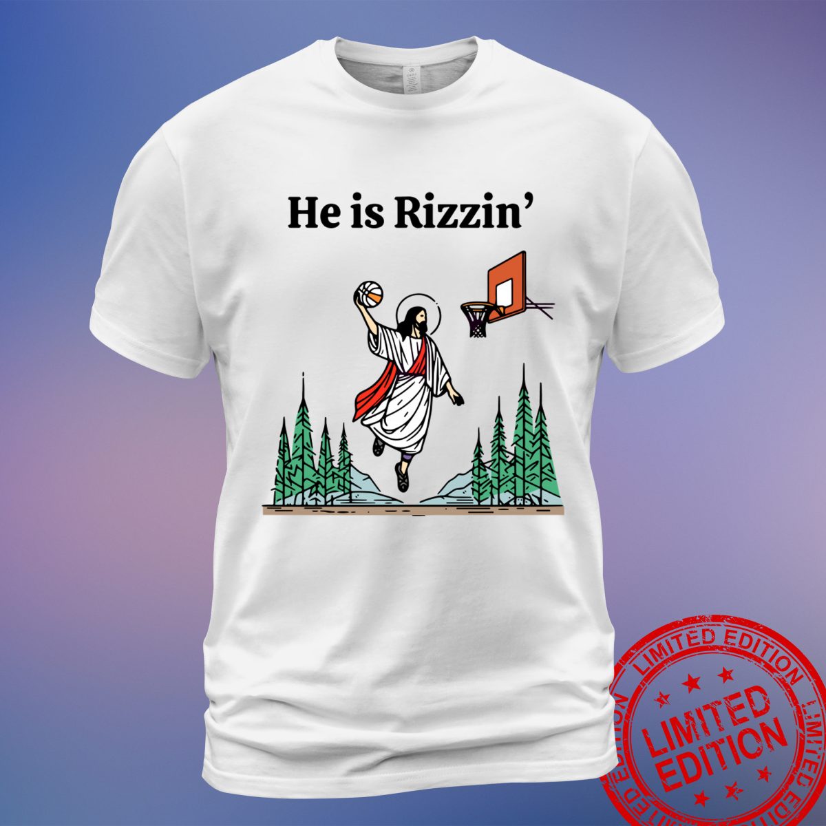 He Is Rizzin Funny Easter Jesus Playing Basketball Meme T-Shirt | Hilarious Graphic Tee | Sweatshirt, Hoodie