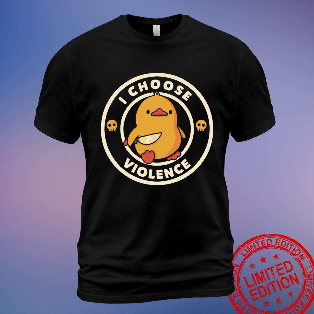 I Choose Violence Funny Duck T-Shirt by Tobe Fonseca - Hilarious and Unique Graphic Tee - Sweatshirt, Hoodie