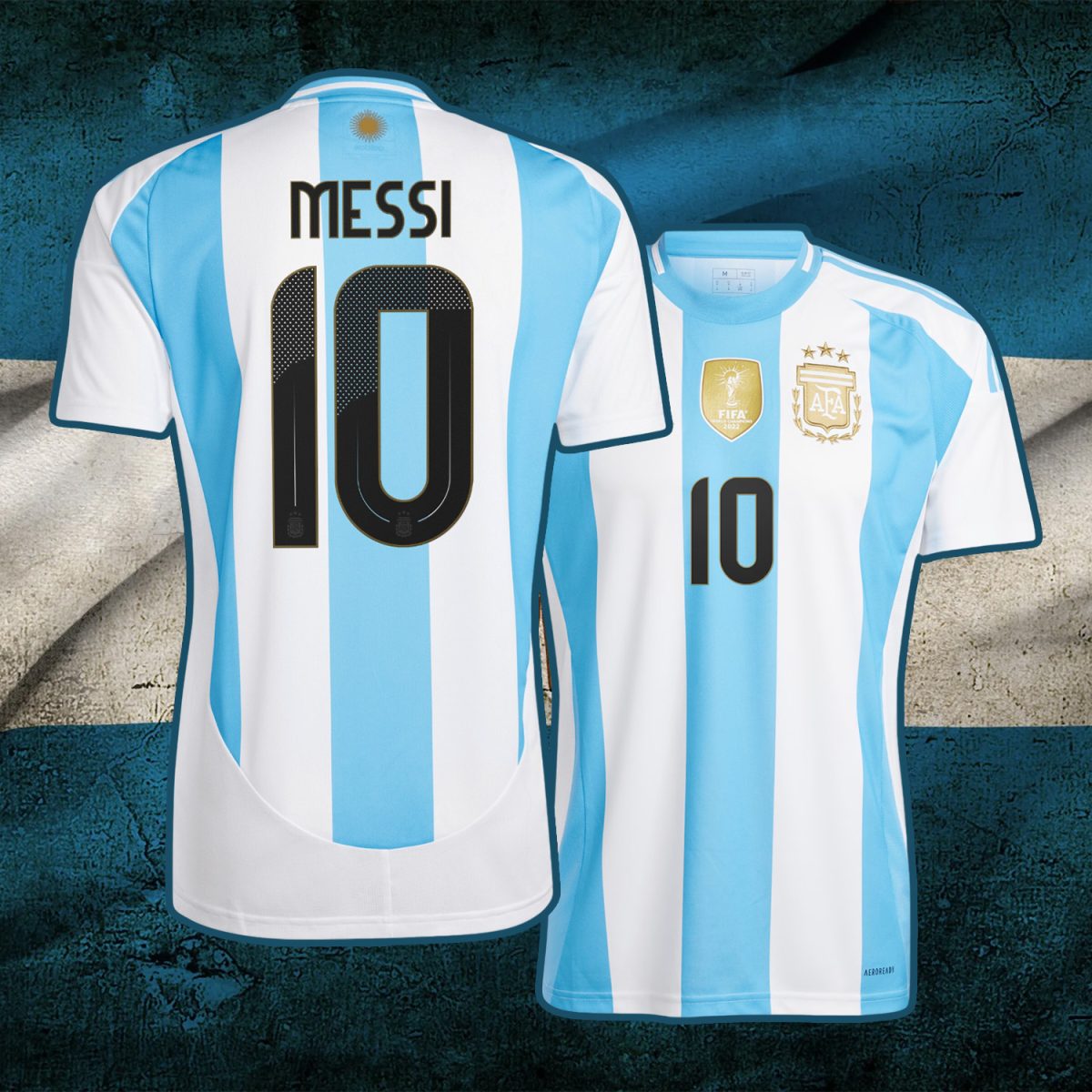 Lionel Messi Argentina Jersey 2024: 3-Star Home Kit - Can Be Custom Name and Number